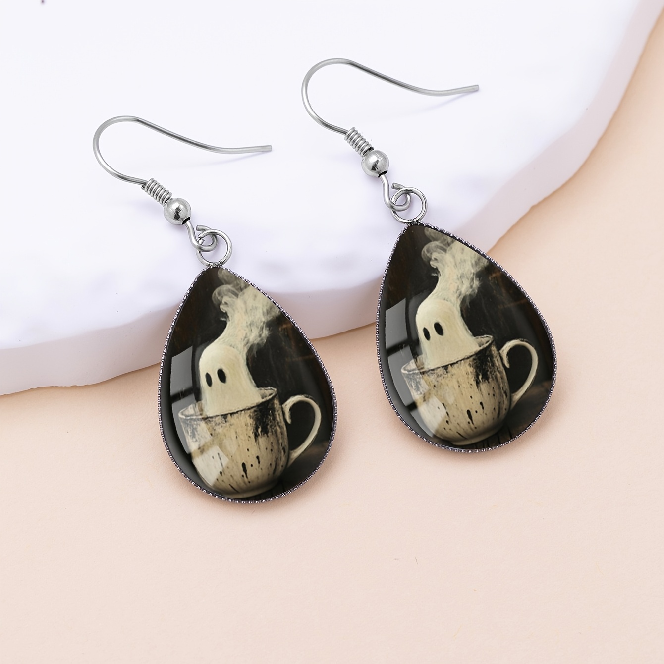 Halloween Teacup-Sized Pattern Drop Earrings